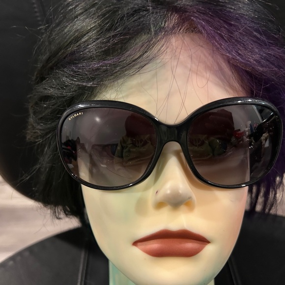 BVLGARI Elegant Black Sunglasses with rhinestone hardwarefor Women